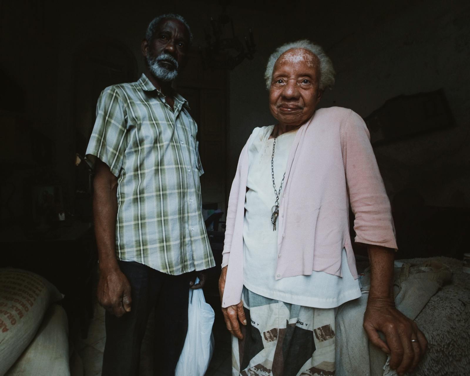 An older couple at home